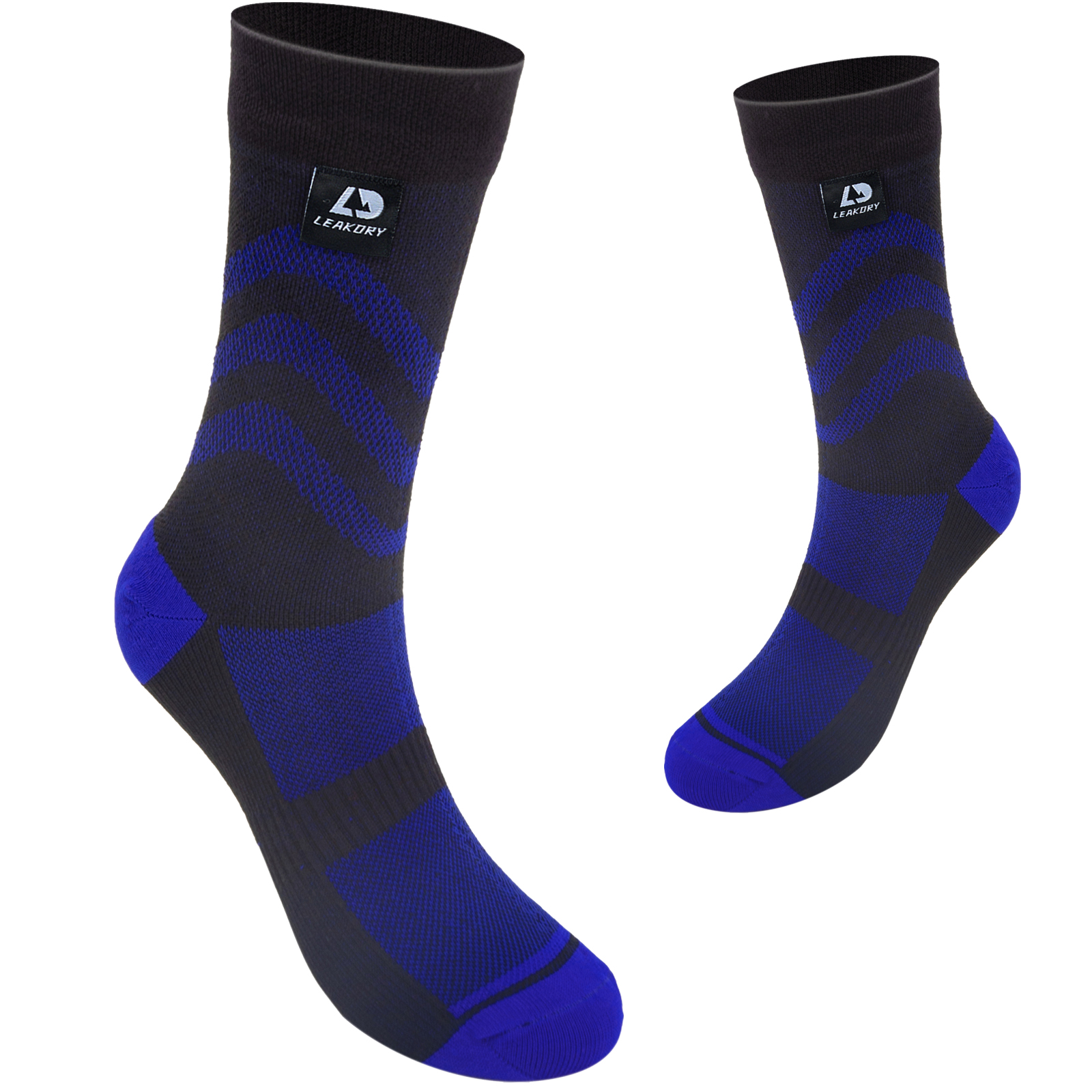 LEAKDRY 防水ソックス クルー丈 ブラック×ブルー CY302